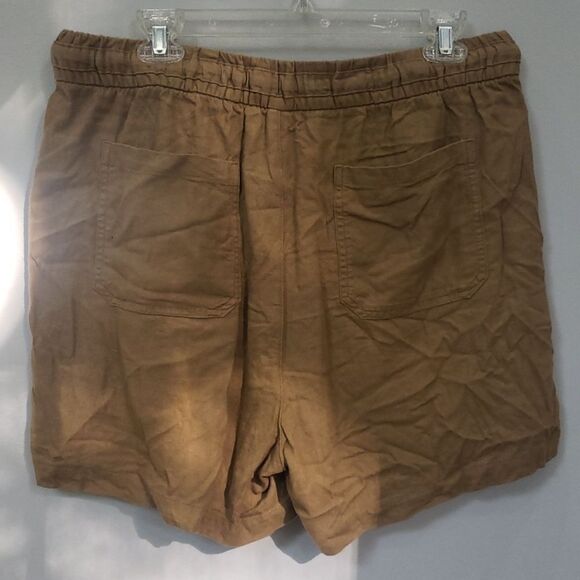 Old Navy Shorts Womens sz Large Caramel Creme Linen Drawstring Cargo Pockets - Picture 3 of 6
